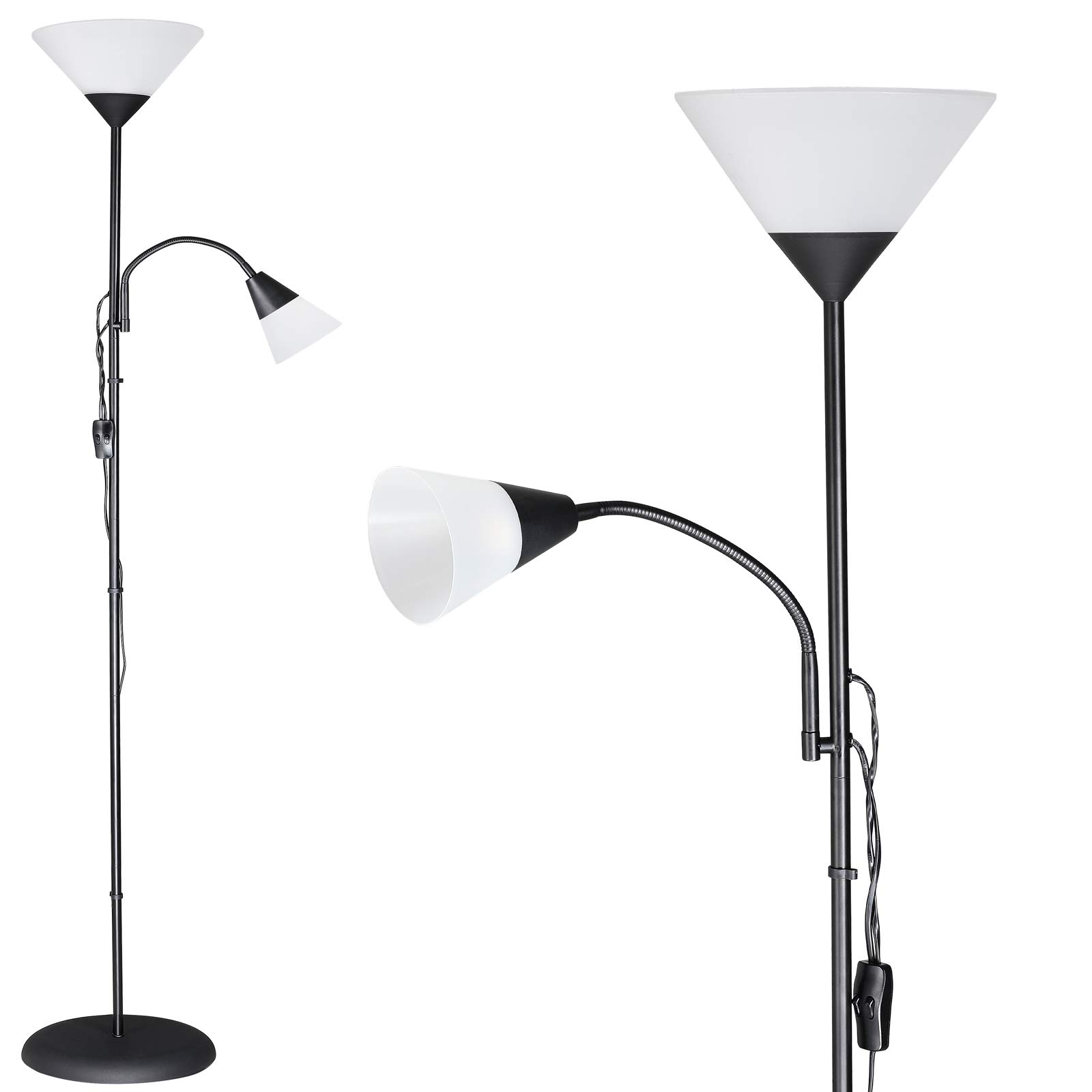 Monzana Verstelbare Vloerlamp 175 cm – E27 Leeslamp Zwart